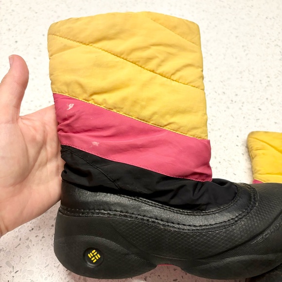 Columbia girls snow boots - size 3 - pink, yellow, black - used good condition - Picture 8 of 13